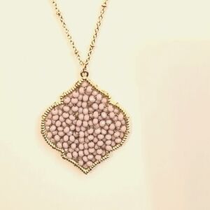 Gold Necklace with Pendant Lined in Gold Filled with Tiny Purple Beads
